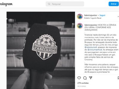 Equipe é agredida durante cobertura de jogo em Brusque