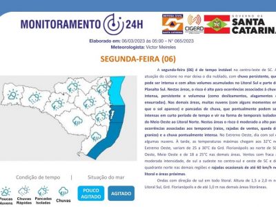 Defesa Civil alerta para possibilidade de chuva volumosa na região