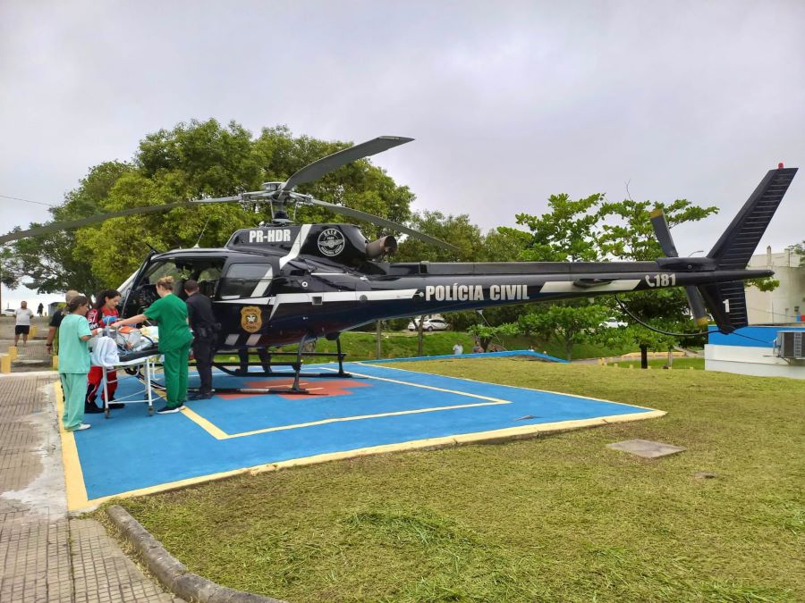 Serviço aeromédico transfere paciente enfartado de Araranguá para Criciúma