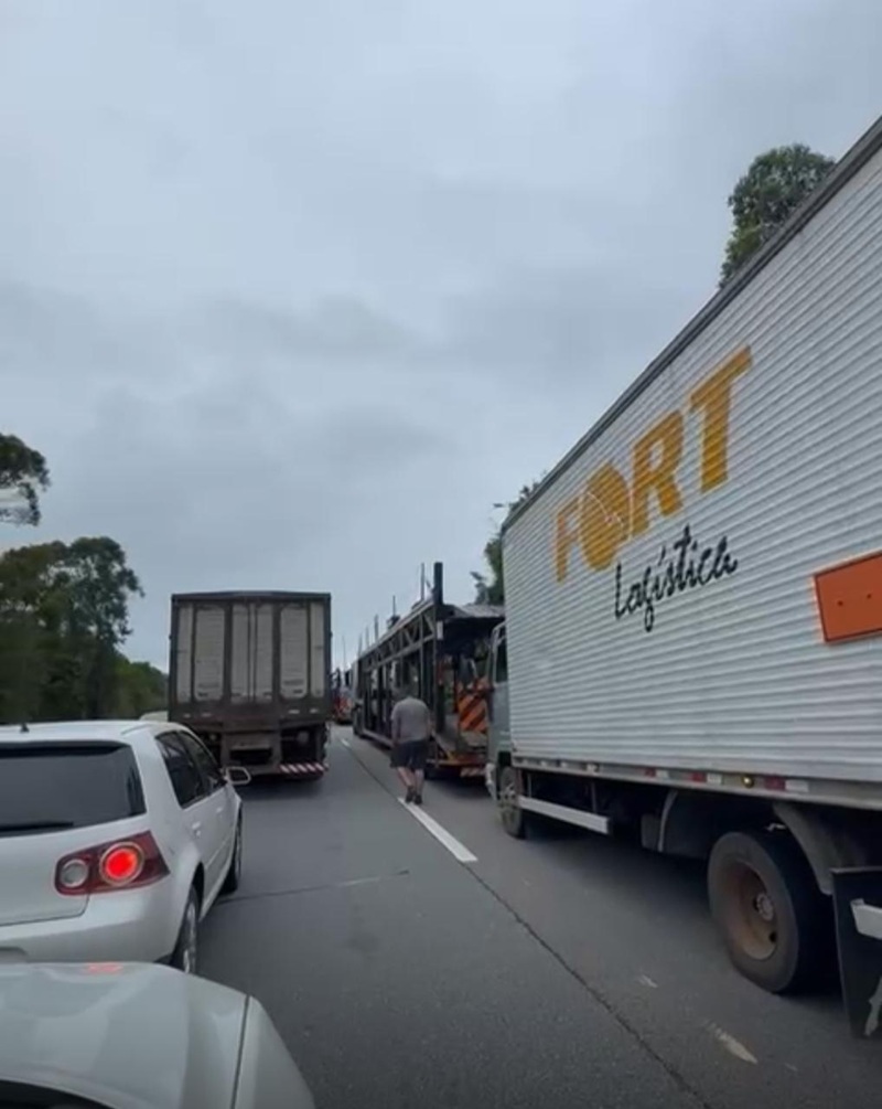 Automóvel pega fogo e interdita o Morro dos Cavalos (VÍDEOS)