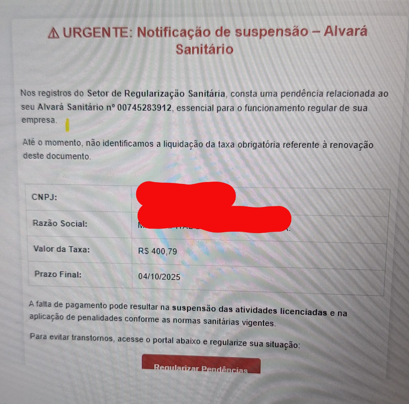 Prefeitura de Araranguá alerta para golpe envolvendo falso aviso sobre alvará sanitário