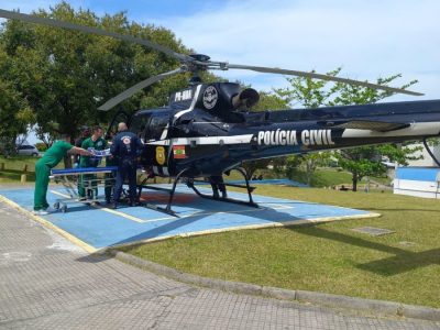 Serviço aeromédico transfere paciente com hemorragia de Timbé do Sul para hospital de Araranguá