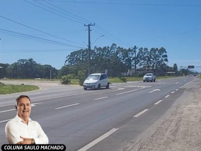 Obra da ciclovia já está sendo demarcada e terá bicicletas no lado esquerdo e pavimentação do acostamento do lado direito
