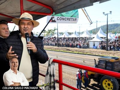Jorginho Mello esteve em Turvo, destinou mais de R$ 30 milhões e recebeu apoio de Flávio Bolsonaro em Florianópolis