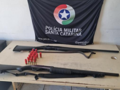 PM prende caçador com armas e munições na Gaivota e acusado de estupro em Sombrio