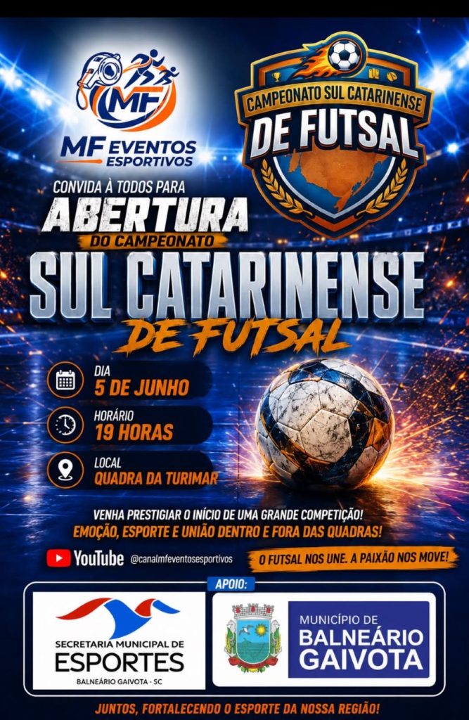 Campeonato Sul-Catarinense de Futsal inicia nesta sexta em Balneário Gaivota