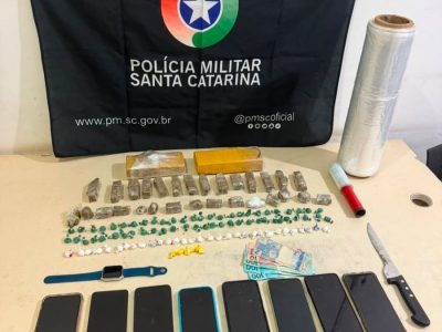 Polícia Militar prende três traficantes com mais de um quilo e 300 gramas de maconha em Turvo