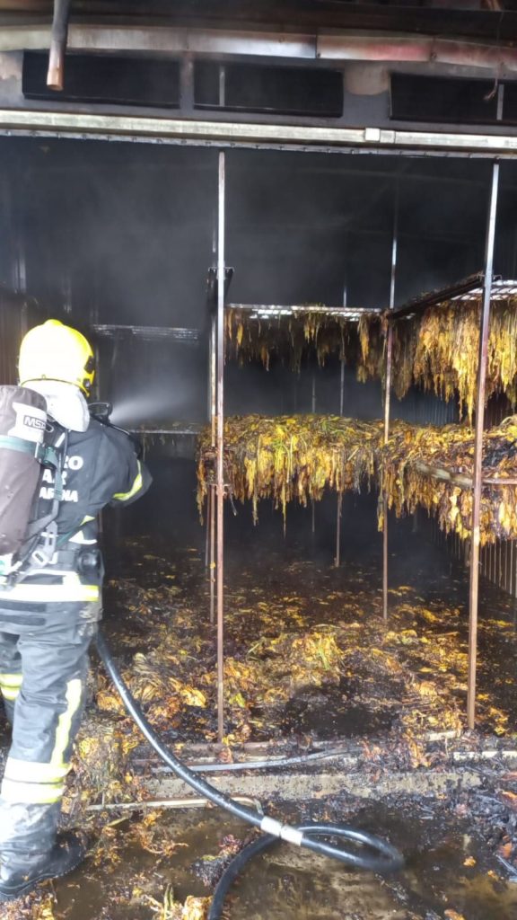 Incêndio causa grandes danos a estufa de fumo no interior de Maracajá