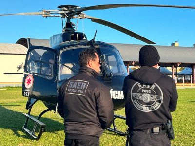 Serviço aeromédico transfere idoso com suspeita de AVC de Sombrio para hospital de Criciúma
