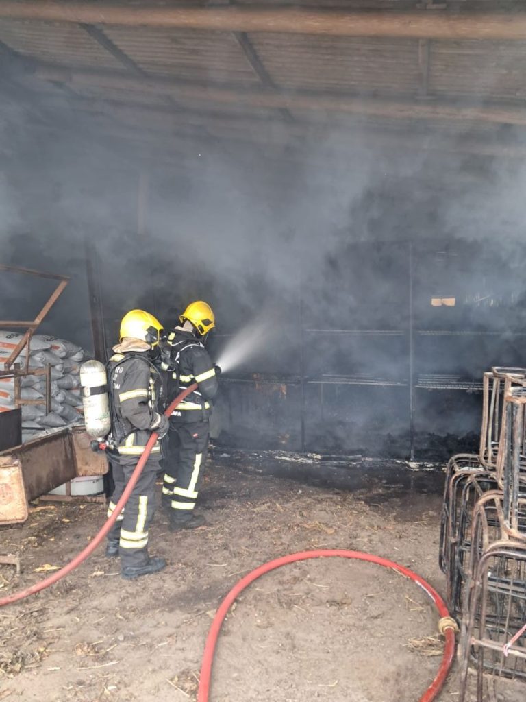 Incêndio provoca danos a estufa de fumo no Parque Alvorada em Araranguá