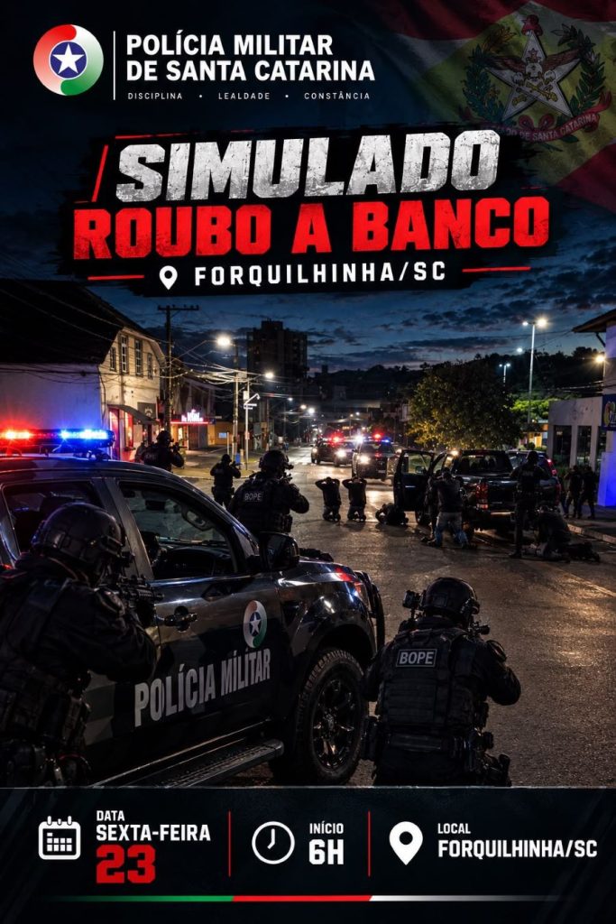 Polícia Militar realizará simulado de roubo a banco em Forquilhinha